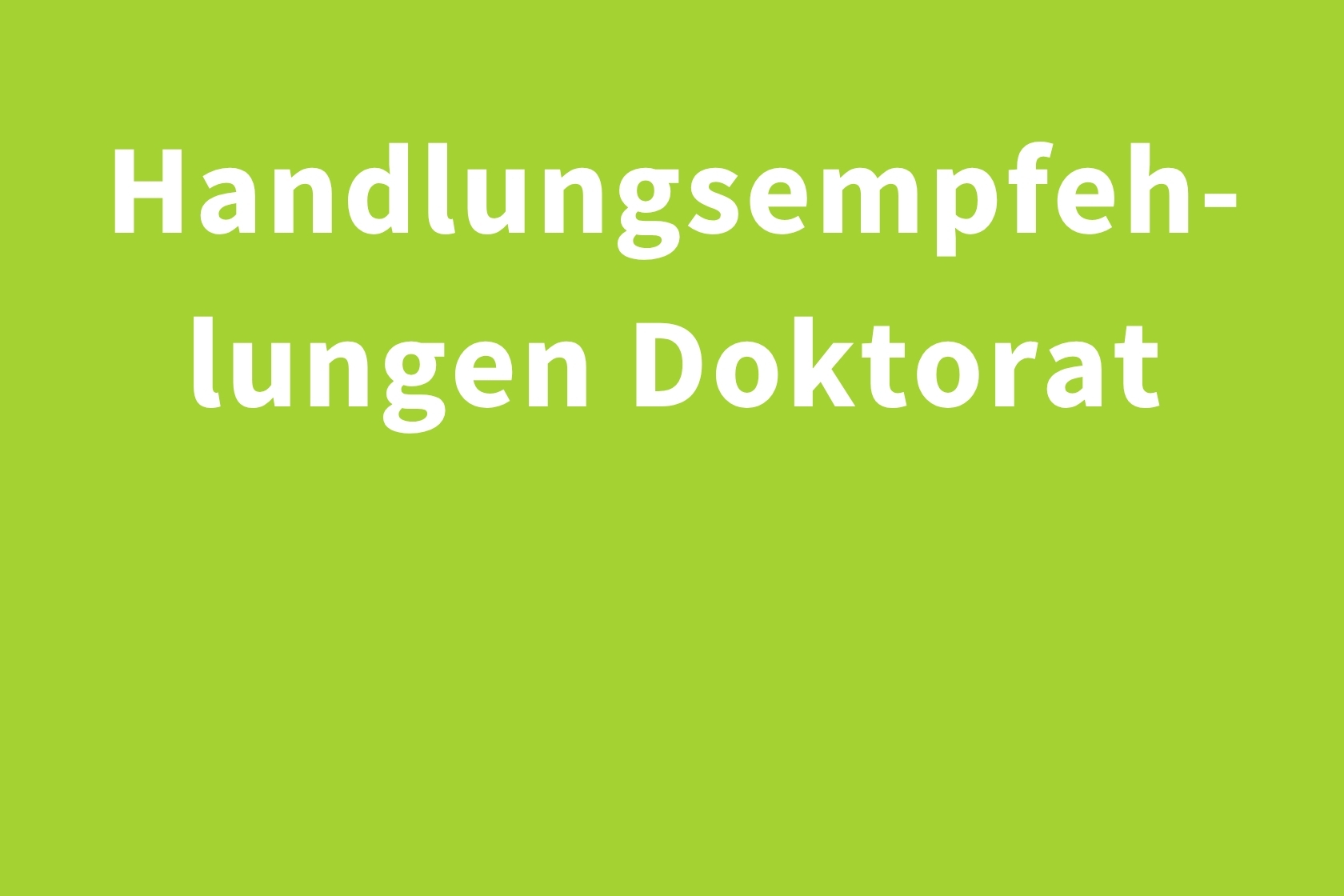 Handlungsempfehlungen Doktorat